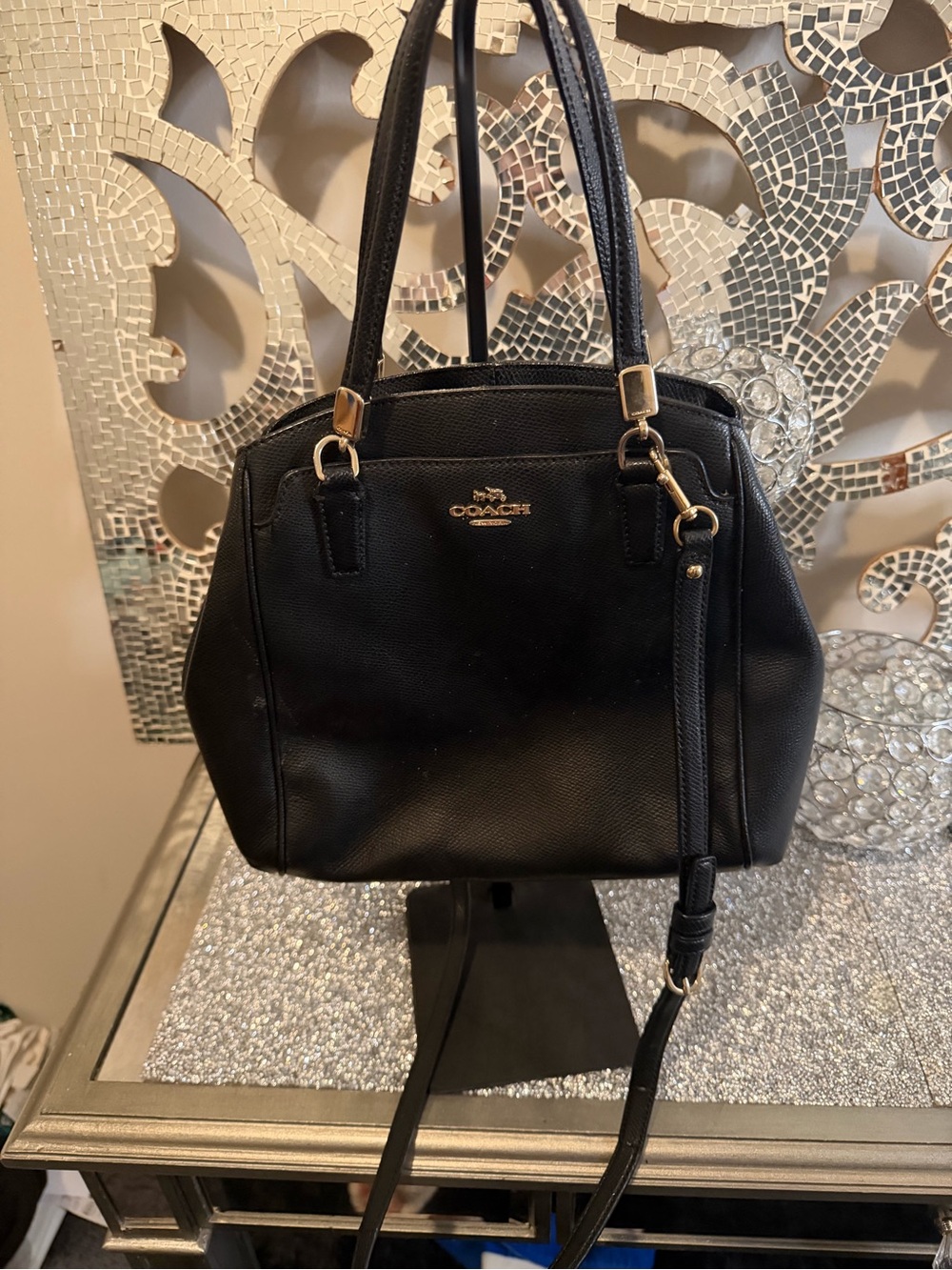 ⭐️Coach Black Leather Bag with Shoulder Strap